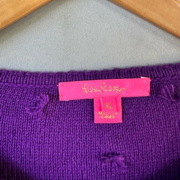 Lilly Pulitzer sweater pullover pom pom women size XL purple - Picture 5 of 7